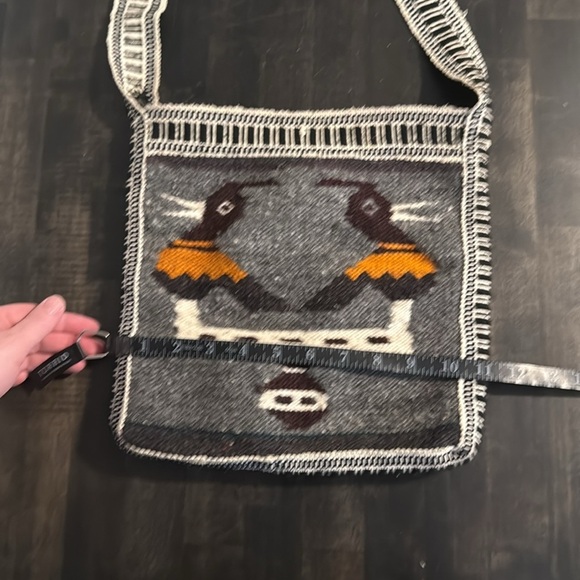 Guatemalan Blanket Crossbody Purse Zip Top Birds - Picture 3 of 5